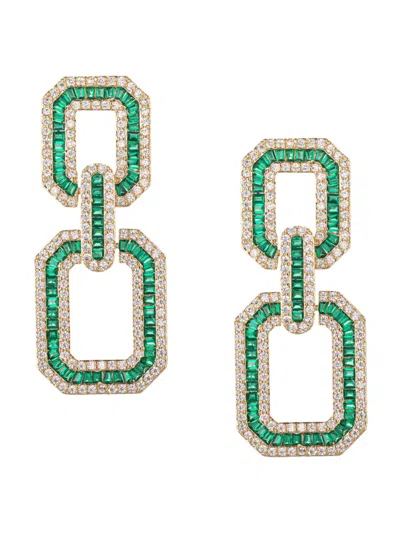 Eye Candy La Women's The Luxe Collection Charlotte 18k Goldplated & Cubic Zirconia Geometric Drop Earrings In Brass