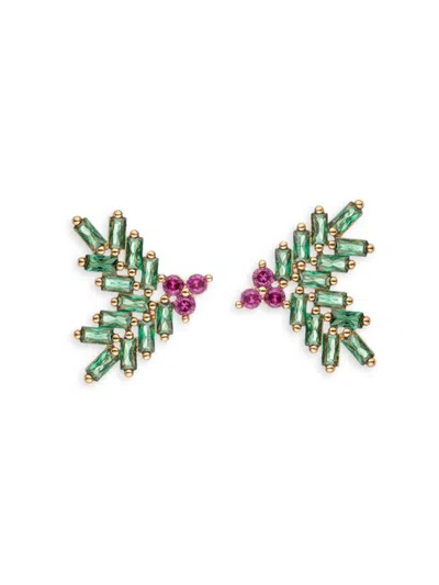 Eye Candy La Women's The Luxe Collection Green Reef Cubic Zirconia Stud Earrings