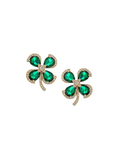 Eye Candy La Cz Melody 4 Leaf Clover Stud Earrings In Brass
