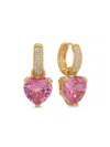 Eye Candy La Women's The Luxe Cora Goldtone & Cubic Zirconia Heart Huggie Earrings In Brass