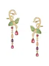 Eye Candy La Cz Golden Bird Dangle Earrings In Goldtone