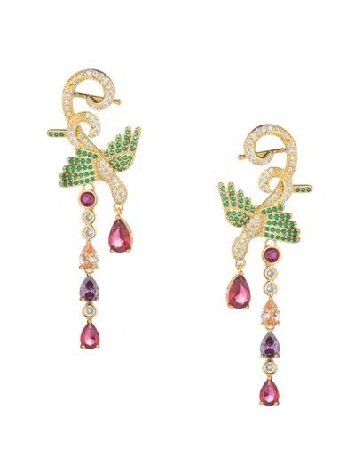 Eye Candy La Cz Golden Bird Dangle Earrings In Goldtone