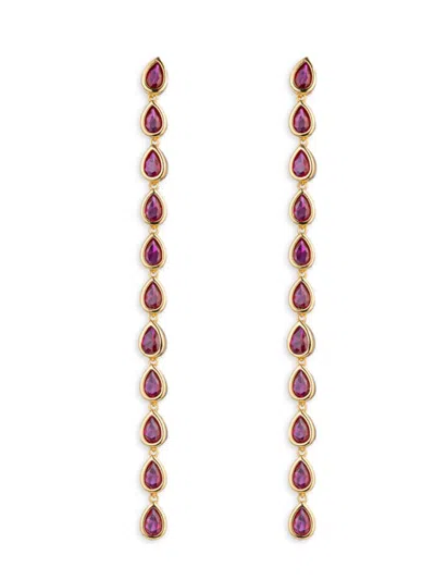 Eye Candy La Women's The Luxe Iris Goldtone & Cubic Zirconia Dangle Earrings In Red