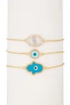 Eye Candy La Cz Hamsa Evil Eye Bracelet Set In Blue