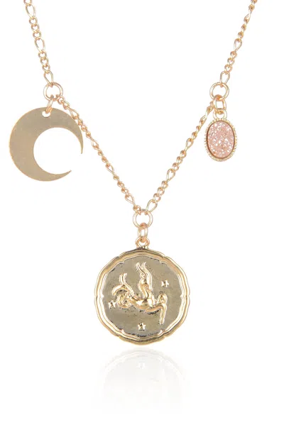 Eye Candy La Zodiac Druzy Moon Necklace: Capricorn In Multi