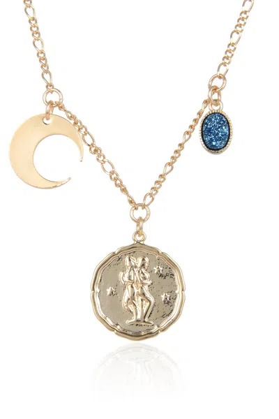 Eye Candy La Zodiac Druzy Moon Necklace: Gemini In Multi