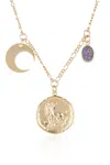 Eye Candy La Zodiac Druzy Moon Necklace: Leo In Multi