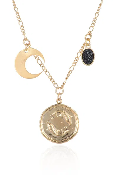Eye Candy La Zodiac Druzy Moon Necklace: Pisces In Multi