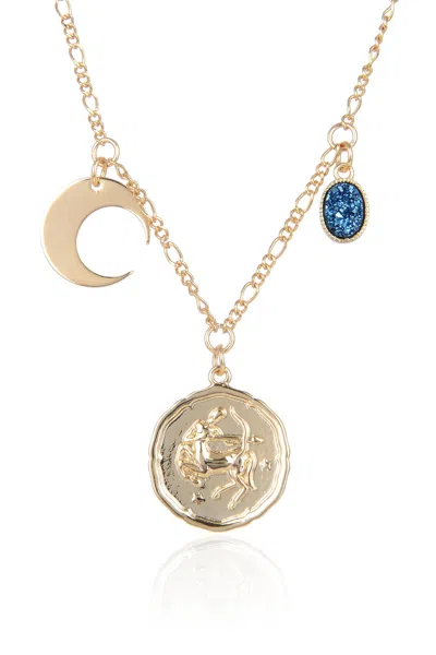 Eye Candy La Zodiac Druzy Moon Necklace: Sagittarius In Multi