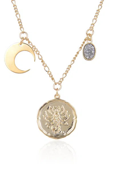 Eye Candy La Zodiac Druzy Moon Necklace: Scorpio In Multi