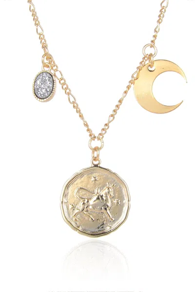 Eye Candy La Zodiac Druzy Moon Necklace: Taurus In Multi