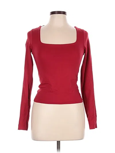Pre-owned Eye Candy Long Sleeve Top Burgundy Square Neckline Tops