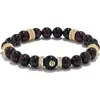 Eye Candy Los Angeles 8 Ball Head Pavé Beaded Stretch Bracelet In Black