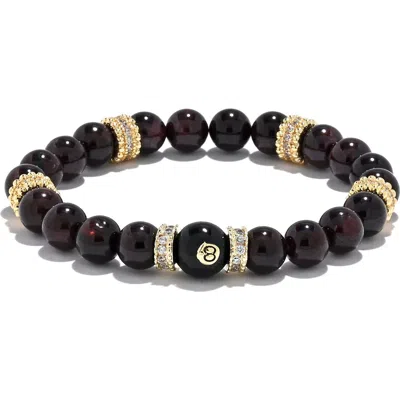 Eye Candy Los Angeles 8 Ball Head Pavé Beaded Stretch Bracelet In Black