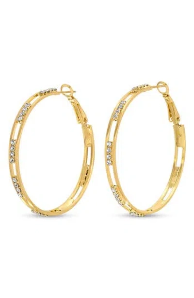 Eye Candy Los Angeles Adriana Cz Hoop Earrings In Burgundy
