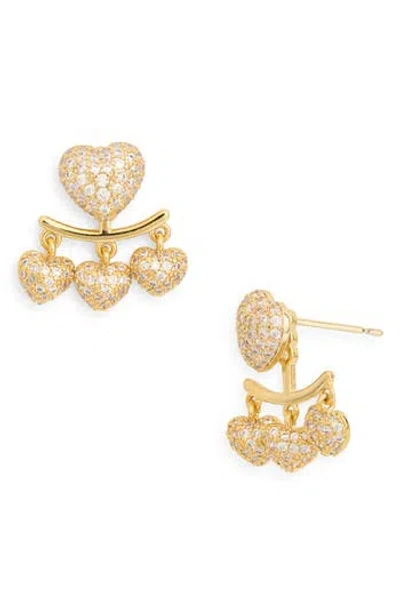 Eye Candy Los Angeles Adriana Heart Branch Front/back Earrings In Gold