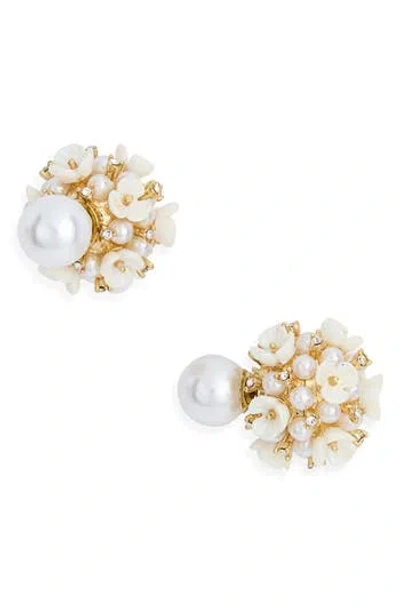 Eye Candy Los Angeles Agnes Faux Pearl Stud Earrlings In Gold