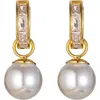 Eye Candy Los Angeles Alessia Cz & Glass Pearl Drop Earrings In Gold