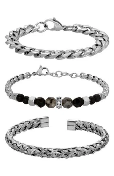 Eye Candy Los Angeles Alex 3-piece Bracelet Set In Silver