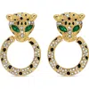 Eye Candy Los Angeles Alicia Cz Baby Leopard Statement Earrings In Gold
