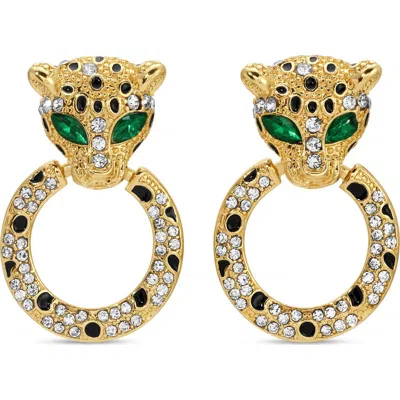 Eye Candy Los Angeles Alicia Cz Baby Leopard Statement Earrings In Gold
