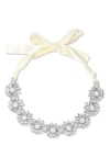 Eye Candy Los Angeles Allegra Imitation Pearl & Crystal Choker Necklace In Silver