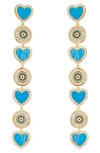 Eye Candy Los Angeles Amanda Cz Heart Linear Drop Earrings In Gold