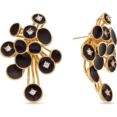 Eye Candy Los Angeles Amara Enamel & Cubic Zirconia Cluster Earrings In Gold