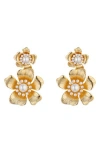 Eye Candy Los Angeles Amelia Flower Drop Earrings In Gold