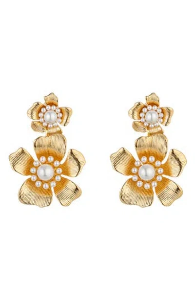 Eye Candy Los Angeles Amelia Flower Drop Earrings In Blue