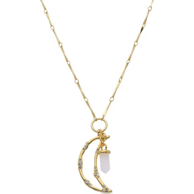 Eye Candy Los Angeles Amelia Quartz & Moon Pendant Necklace