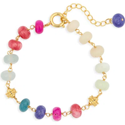 Eye Candy Los Angeles Amna Multicolor Beaded Station Bracelet In Gold