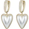 Eye Candy Los Angeles Anna Imitation Pearl Heart Drop Earrings In Gold