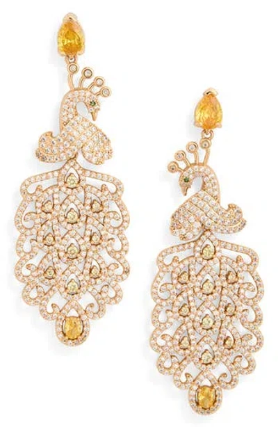 Eye Candy Los Angeles Annika Cubic Zirconia Peacock Drop Earrings