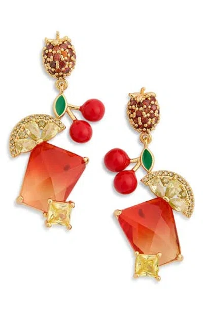 Eye Candy Los Angeles Anya Cubic Zirconia Fruit Juice Drop Earrings In Orange