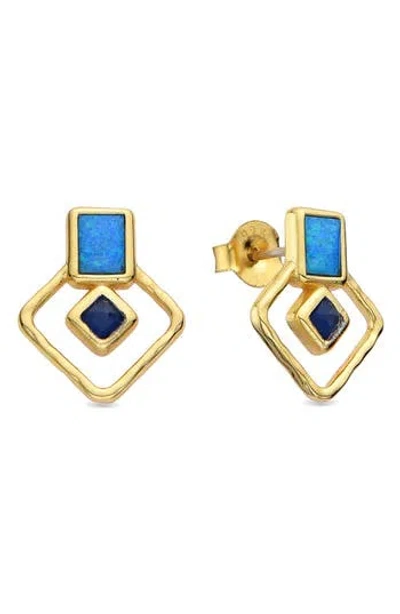 Eye Candy Los Angeles Aquamarine Stud Earrings In Gold