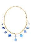 Eye Candy Los Angeles Aria Mix Cut Crystal Charm Collar Necklace In Multi