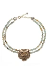 Eye Candy Los Angeles Asal Amazonite Tiger Necklace In Gold