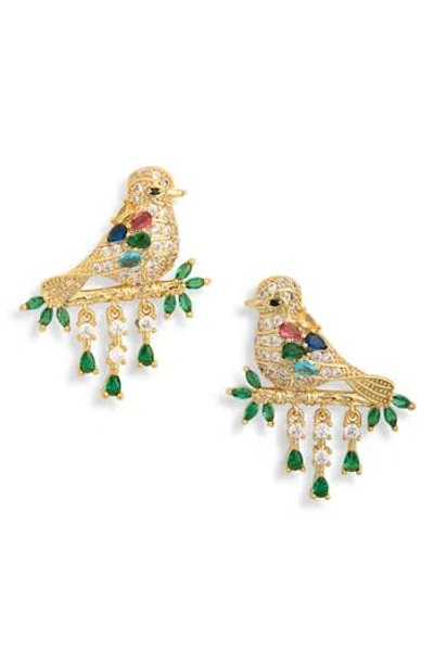 Eye Candy Los Angeles Asha Cubic Zirconia Perched Bird Statement Earrings