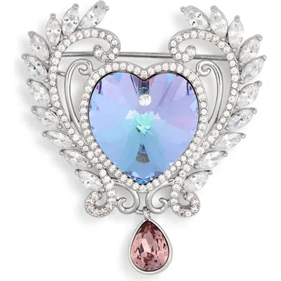 Eye Candy Los Angeles Audrey Cubic Zirconia Laurel Heart Brooch In Metallic