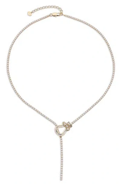 Eye Candy Los Angeles Auora Cubic Zirconia Y-necklace In Metallic
