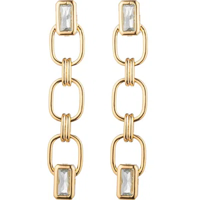 Eye Candy Los Angeles Aveline Cubic Zirconia Chain Drop Earrings In Gold