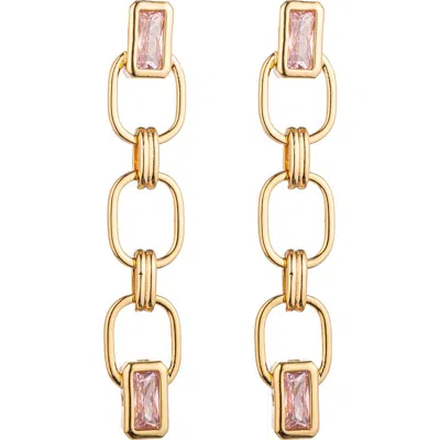 Eye Candy Los Angeles Aveline Cubic Zirconia Chain Drop Earrings In Gold