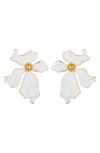 Eye Candy Los Angeles Aya Floral Enamel Stud Earrings In White