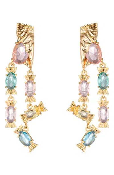 Eye Candy Los Angeles Bahar Cubic Zirconia Candy Drop Earrings In Gold