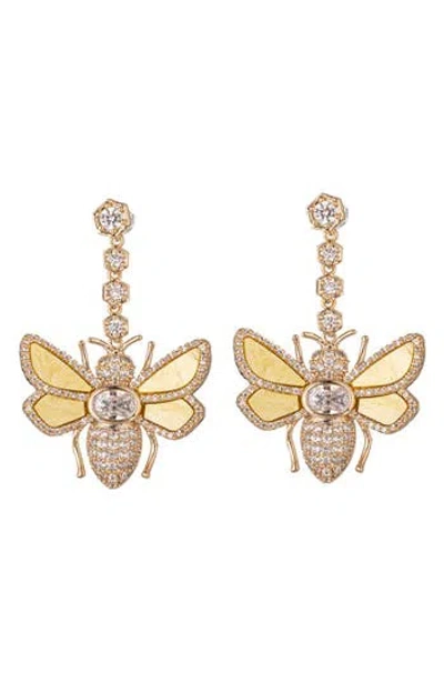 Eye Candy Los Angeles Bee Cz Drop Earrings In Gold
