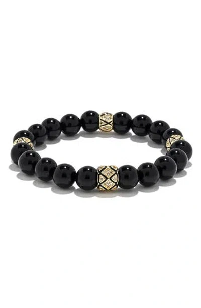 Eye Candy Los Angeles Ben Pavé Beaded Stretch Bracelet In Black