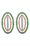 Eye Candy Los Angeles Bianca Cubic Zirconia Oval Drop Earrings In Multi