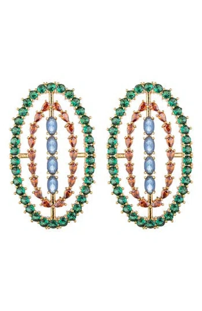 Eye Candy Los Angeles Bianca Cubic Zirconia Oval Drop Earrings In Multi