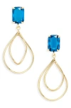 Eye Candy Los Angeles Blue Crystal Drop Earrings In Gold